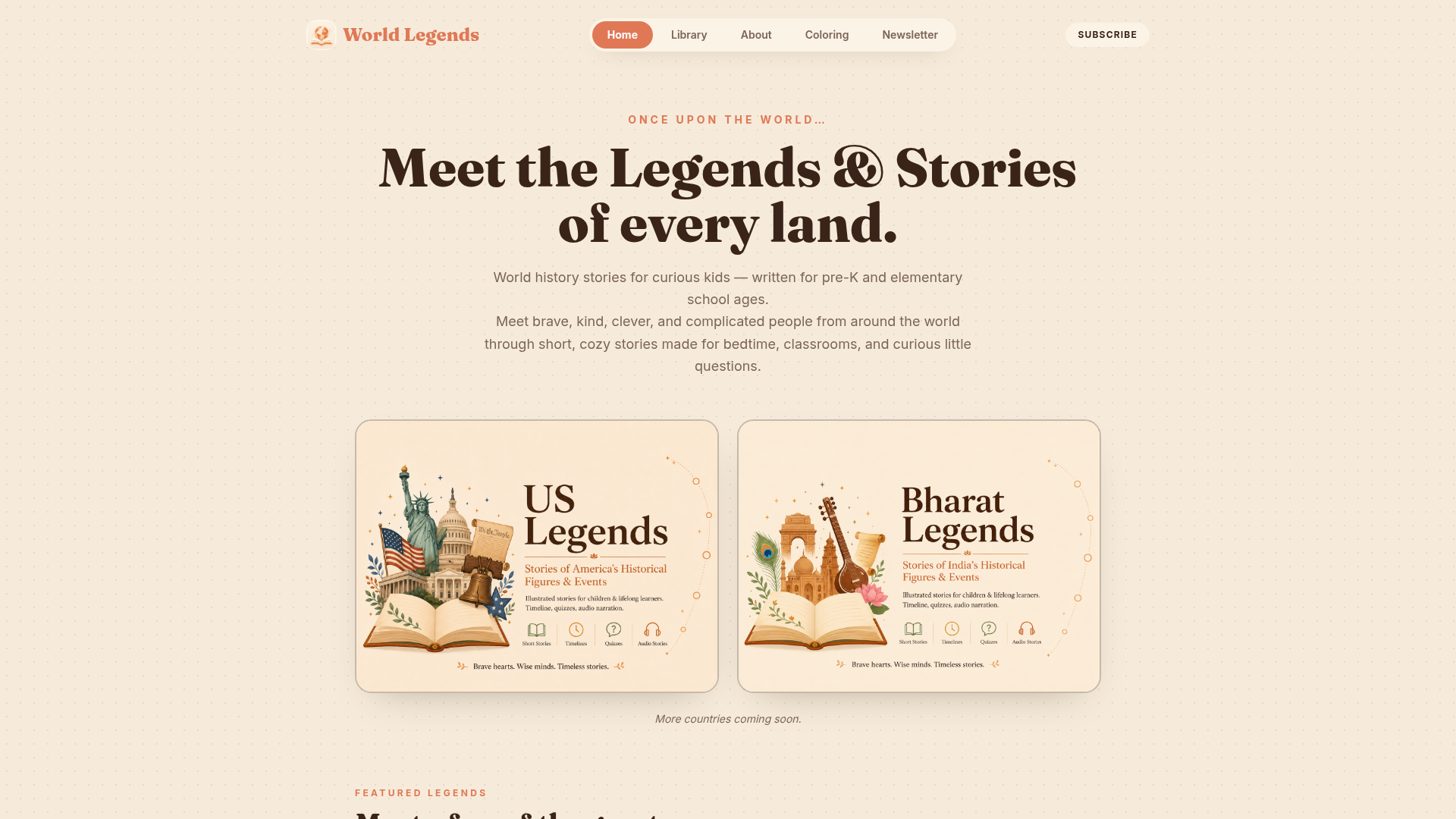 World Legends — illustrated historical figures and legends from around the world